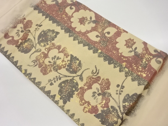 引箔花唐草模様織出し名古屋帯